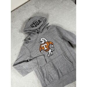 Tennessee Vols Tailgate Hoodie Mens S Gray "Smokie" Mascot Fleece Drawstring